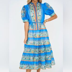 Belulahstyle Blue and Orange Bohemian Dress